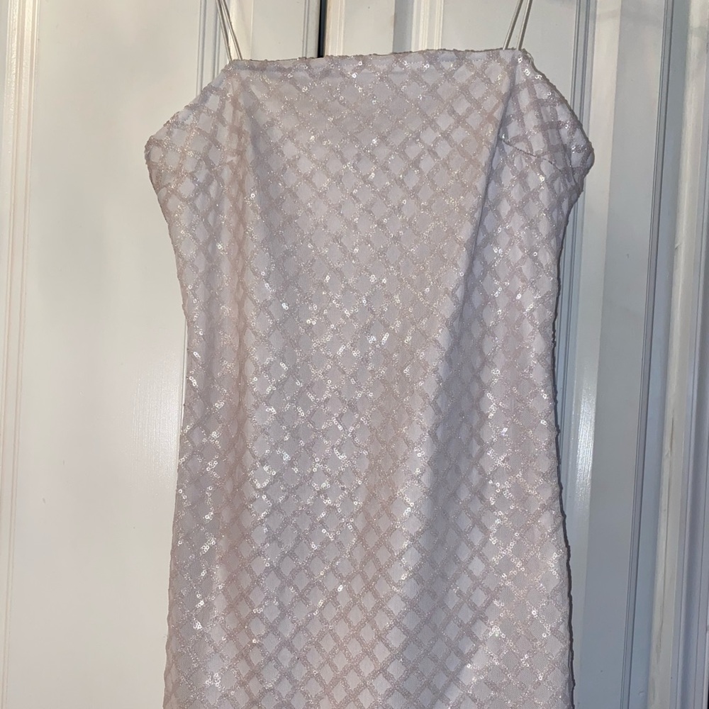 White sequin boxed mini dress - Picture 1 of 3